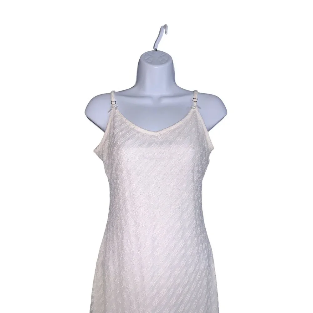 Wild Fable Junior Teens White Sleeveless Lace Textured Maxi Slip Dress Large - Picture 8 of 12